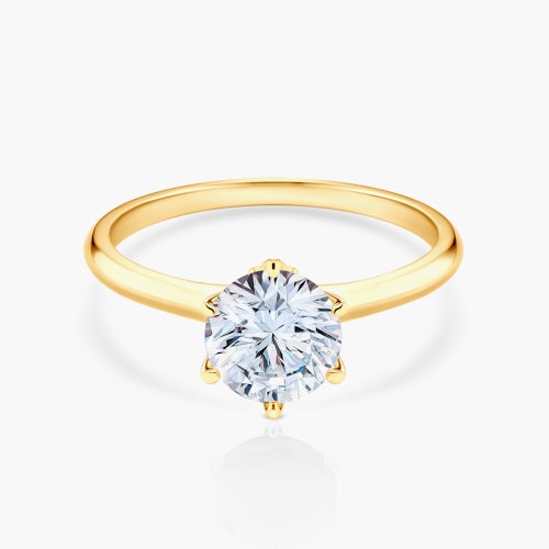 Pierścionek zaręczynowy The Journey: złoty, biały szafir